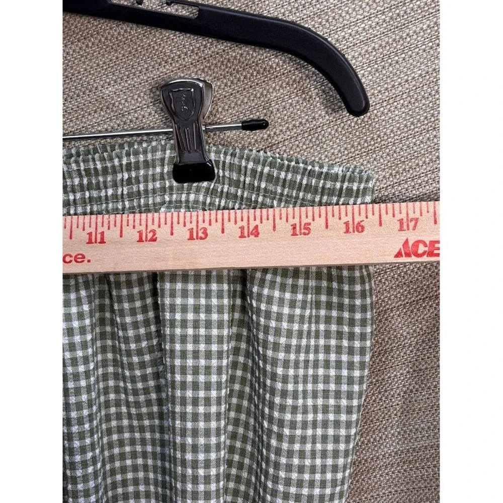 BonWorth 3 Piece Set Sage Green Gingham Embroidered Shirt Pants Top XL